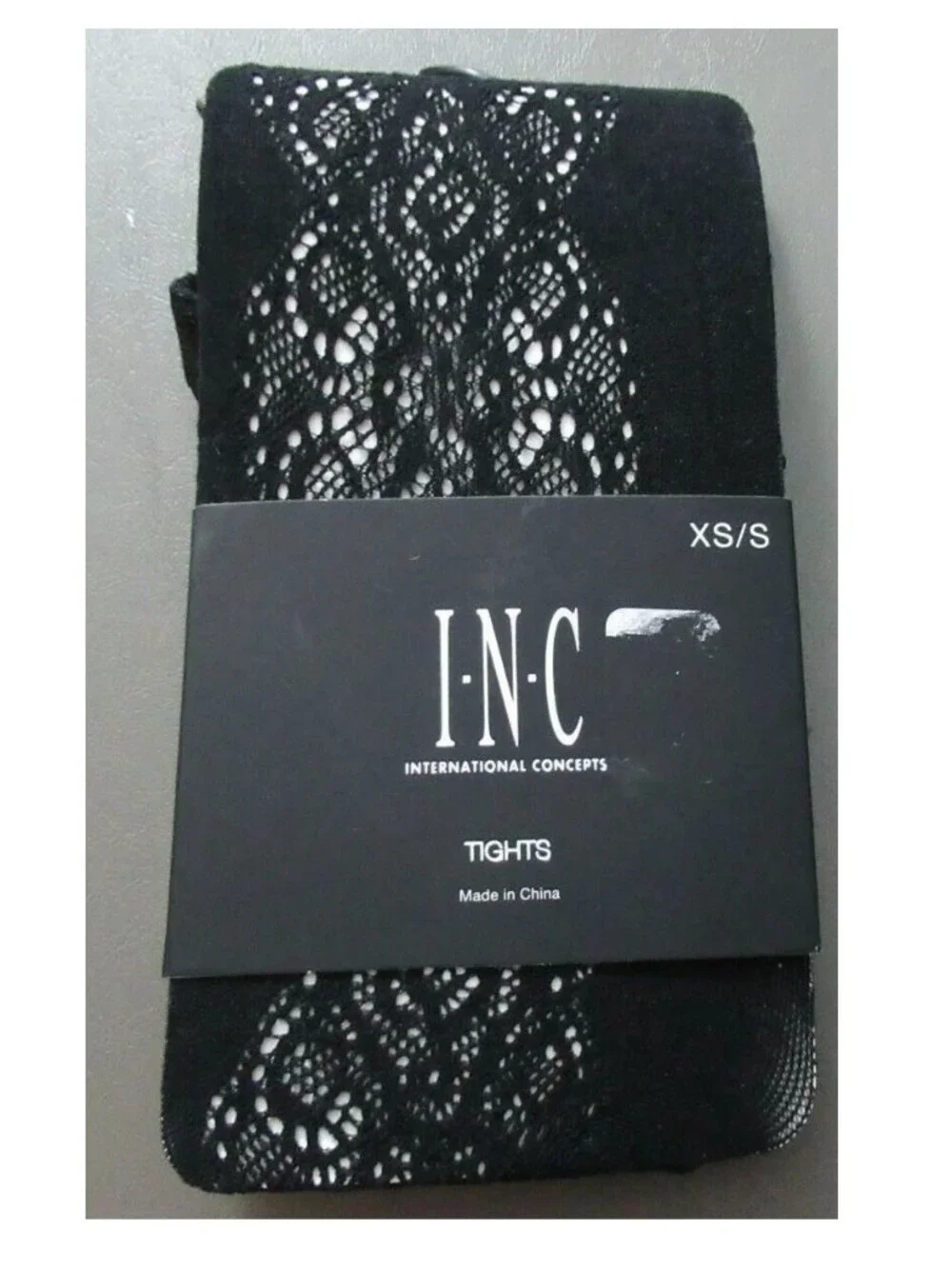 INC International Concepts Women's Lace Pattern Tights, Black, XS/S